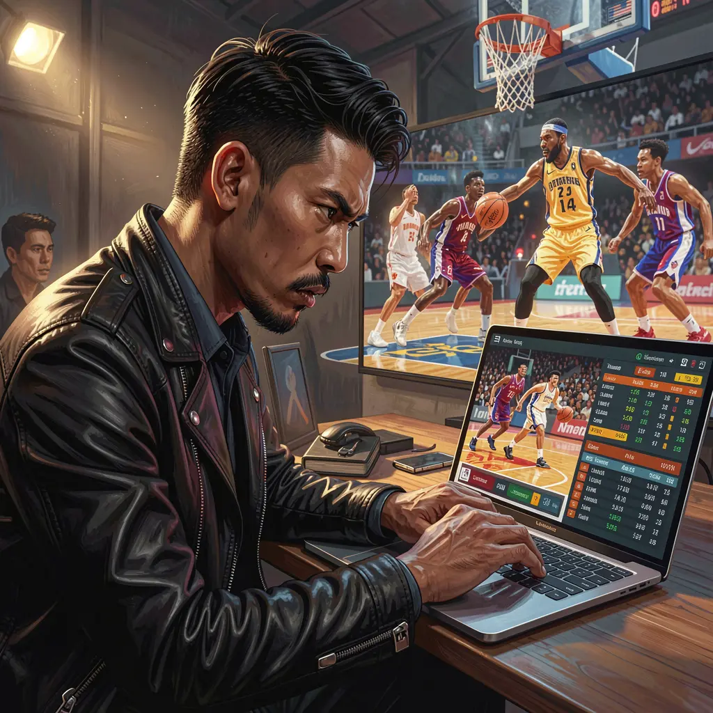 Close-up view of live basketball betting on a laptop with real-time odds and match details using BCJIL in the Philippines